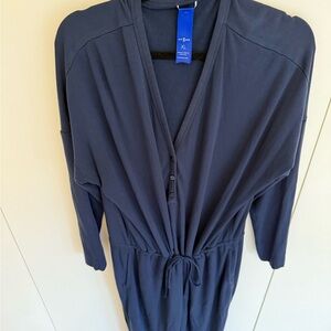Navy Blue Button-Up Jumpsuit